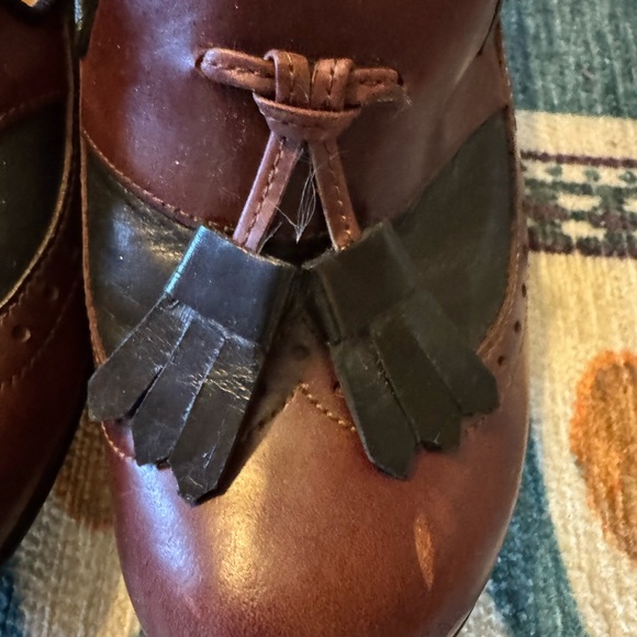 John Fluevog Women's Two-Tone Brown and Black Loafers - Picture 2 of 10